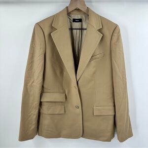 Theory 100% Virgin Wool Brown Blazer 6 Two Button Tailor Sleek Flannel Career‎